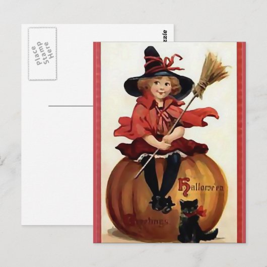 KRW Little Witch  Halloween Briefkaart (Voorkant / Achterkant)