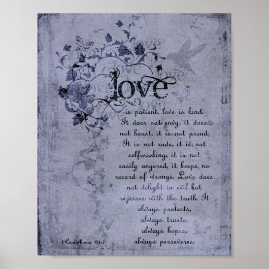 KRW Love is Patiëntencorinthians Bible Quote Poste Poster (Voorkant)