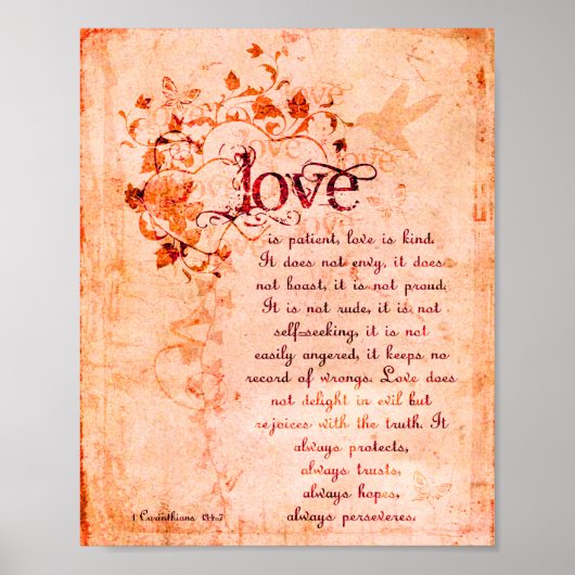 KRW Love is Patiëntencorinthians Bible Quote Poste Poster (Voorkant)