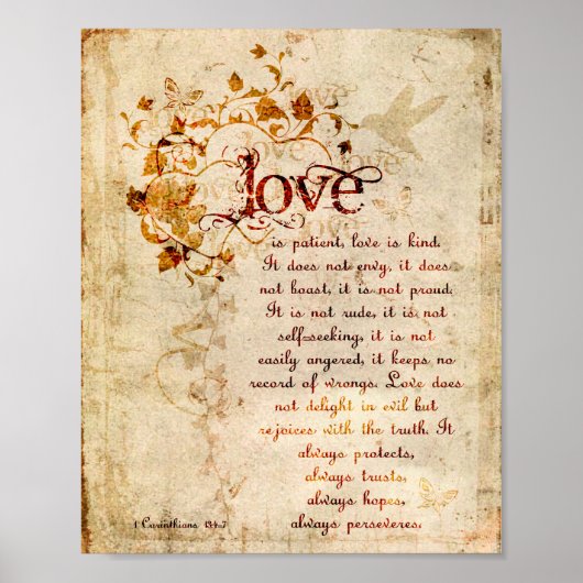 KRW Love is Patiëntencorinthians Bible Quote Poste Poster (Voorkant)