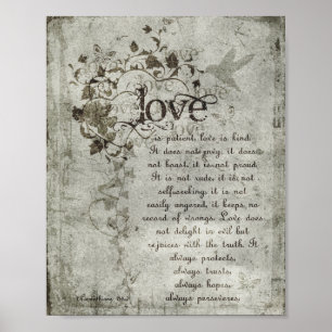 KRW Love is Patiëntencorinthians Bible Quote Poste Poster