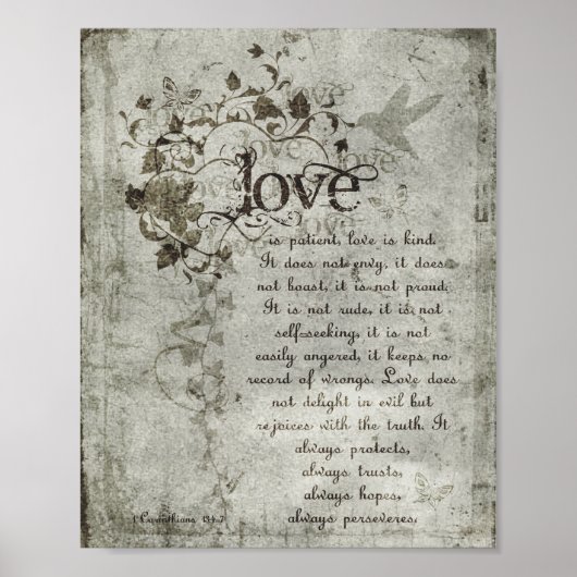 KRW Love is Patiëntencorinthians Bible Quote Poste Poster (Voorkant)