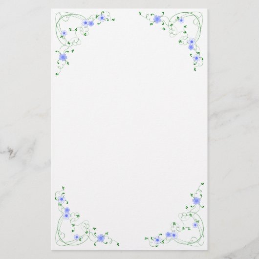 KRW Lovely Blue Floral Stationery Briefpapier (Voorkant)