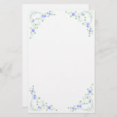 KRW Lovely Blue Floral Stationery Briefpapier (Voorkant / Achterkant)