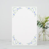 KRW Lovely Blue Floral Stationery Briefpapier (Staand voorkant)