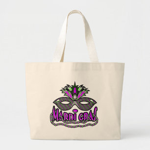 KRW Mardi Gras Mask en Beads Grote Tote Bag