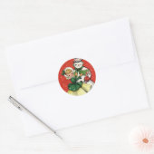 KRW  Meisje en Sneeuwman Kerst sticker (Envelop)