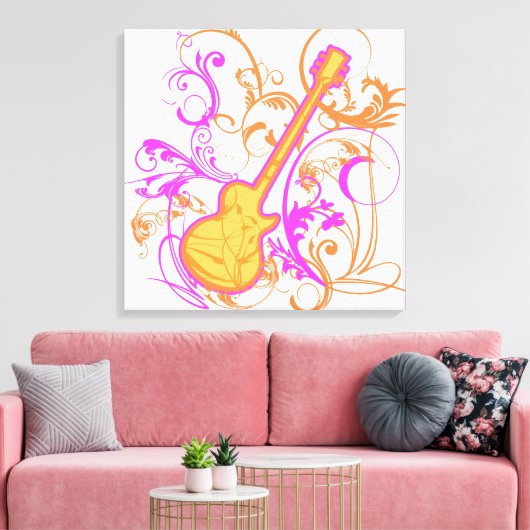 KRW Meisjes Rock Gitaar Grunge Canvas Afdruk (Insitu (Woonkamer))