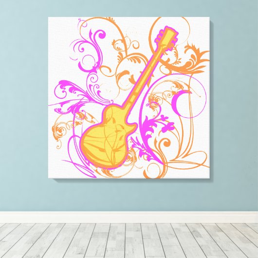 KRW Meisjes Rock Gitaar Grunge Canvas Afdruk (Insitu (Houten vloer))