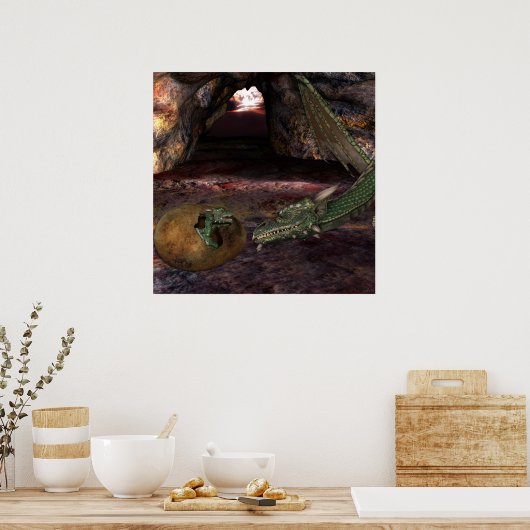 KRW moeder en kind Dragon Fantasy Poster (Keuken)