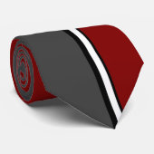 KRW - N - Retro Red Gray Monogrammed Stropdas (Opgerold)