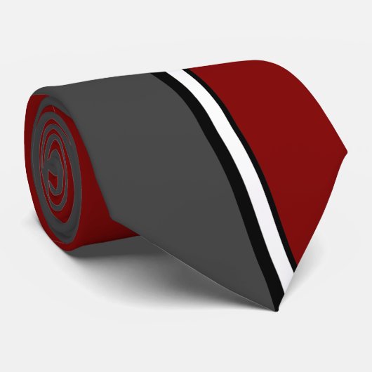 KRW - N - Retro Red Gray Monogrammed Stropdas (Opgerold)