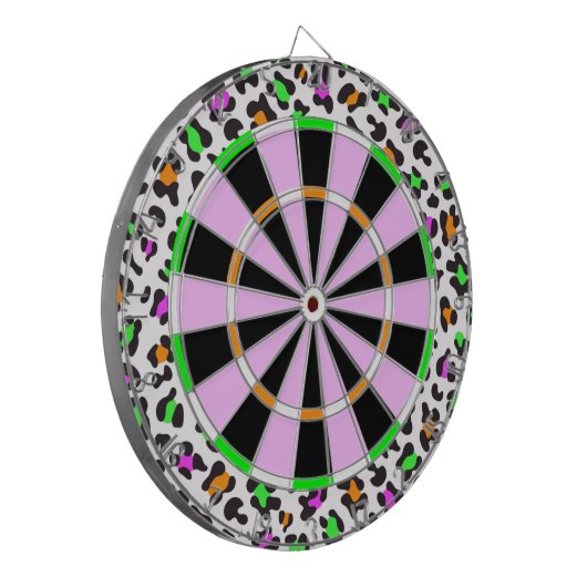 KRW Neon Leopard Print Girly Dartboard Dartbord (Voorkant Links)