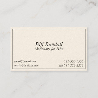 KRW Novelty Joke Mercenary voor Hire Bus Card Visitekaartje