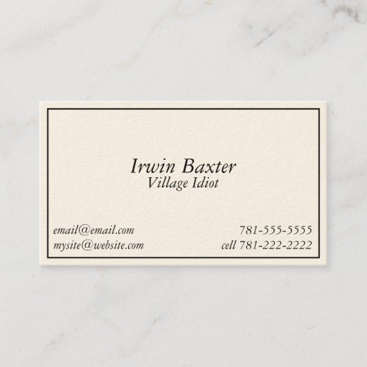 KRW Novelty Joke Village Idiot Bus Card Visitekaartje (Voorkant)