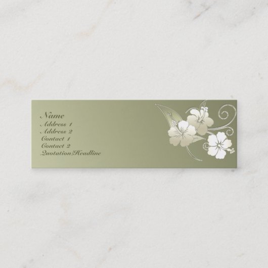 KRW Olive Green Elegant Floral Profile Card Mini Visitekaartje (Voorkant)