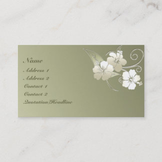 KRW Olive Green Elegant Floral Visitekaartje