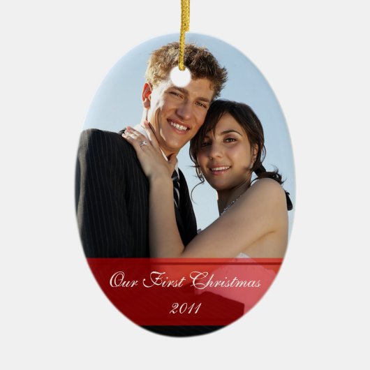 KRW ons eerste kerstfeest samen met aangepaste ver Keramisch Ornament (Voorkant)