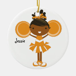 KRW Oranje Cheerleader - Aangepaste naam Keramisch Ornament