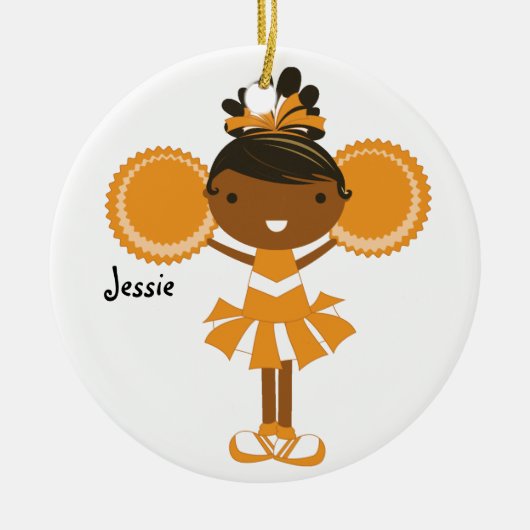 KRW Oranje Cheerleader - Aangepaste naam Keramisch Ornament (Voorkant)