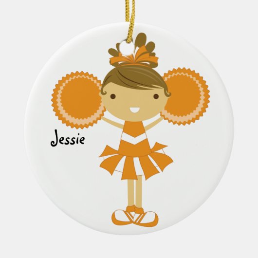 KRW Oranje Cheerleader - Aangepaste naam Keramisch Ornament (Voorkant)