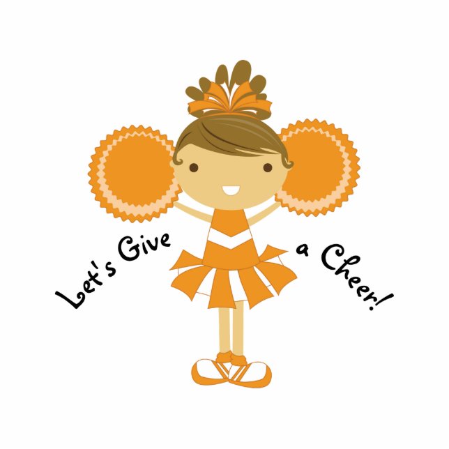 KRW Oranje Cheerleader Birthday Cake Top 5 x 7 Staand Fotobeeldje (Voorkant)