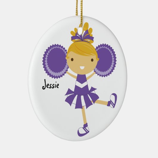 KRW Paarse Cheerleader - Aangepaste naam Keramisch Ornament (Rechts)