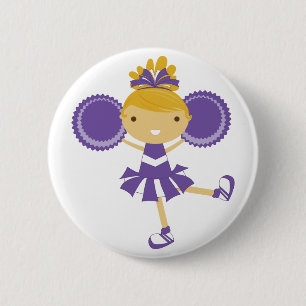 KRW Paarse Cheerleader Birthday Party Button