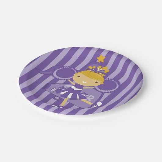 KRW Paarse Cheerleader Party Paper Borden Papieren Bordje (Gekanteld)