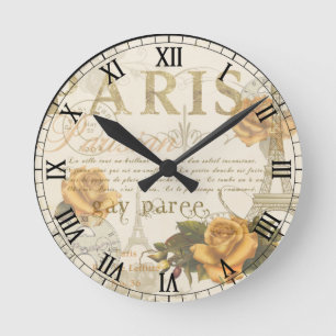 KRW  Paris Rozen Roman Numeral Clock Ronde Klok