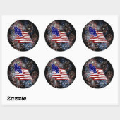 KRW Patriottische Amerikaanse Vlag en Vuurwerk Ronde Sticker (Vel)