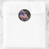 KRW Patriottische Amerikaanse vlag en vuurwerk Ronde Sticker (Tas)