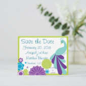 KRW Peacock Floral Custom Save the Date (Staand voorkant)