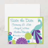 KRW Peacock Floral Custom Save the Date (Voorkant / Achterkant)