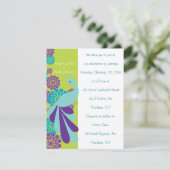 KRW Peacock Floral Custom Wedding Invitation Kaart (Staand voorkant)