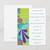 KRW Peacock Floral Custom Wedding Invitation Kaart (Voorkant / Achterkant)