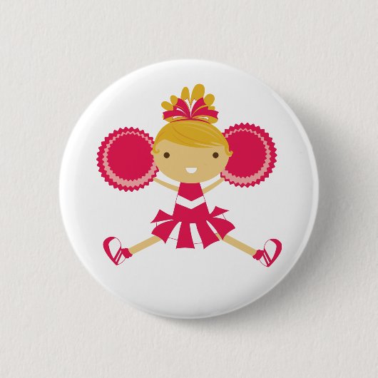 KRW Pink Cheerleader Birthday Party Button (Voorkant)