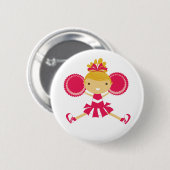 KRW Pink Cheerleader Birthday Party Button (Voorkant /achterkant)