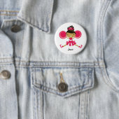 KRW Pink Cheerleader Birthday Party Name Button (In situ)