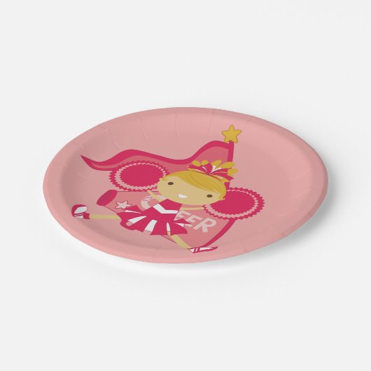 KRW Pink Cheerleader Party Paper Borden Papieren Bordje (Gekanteld)