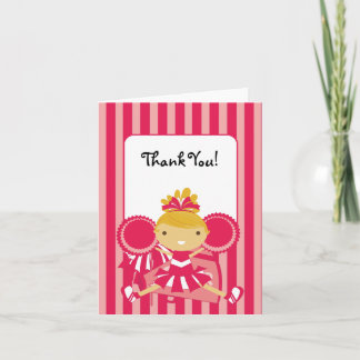KRW Pink Cheerleader Thank You Note Bedankkaart