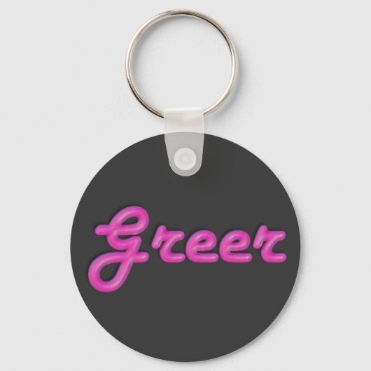 KRW Pink Neon Name Sleutelhanger - Greer (Voorkant)