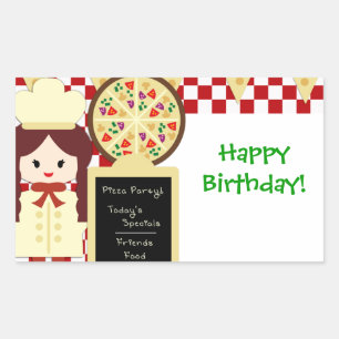 KRW Pizza Happy Birthday Party Meisje Sticker