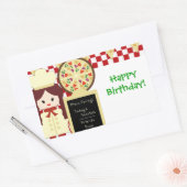 KRW Pizza Happy Birthday Party Meisje Sticker (Envelop)