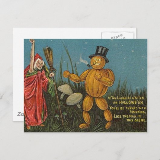 KRW  pompoenpompoenen Man Halloween-kaart Briefkaart (Voorkant / Achterkant)