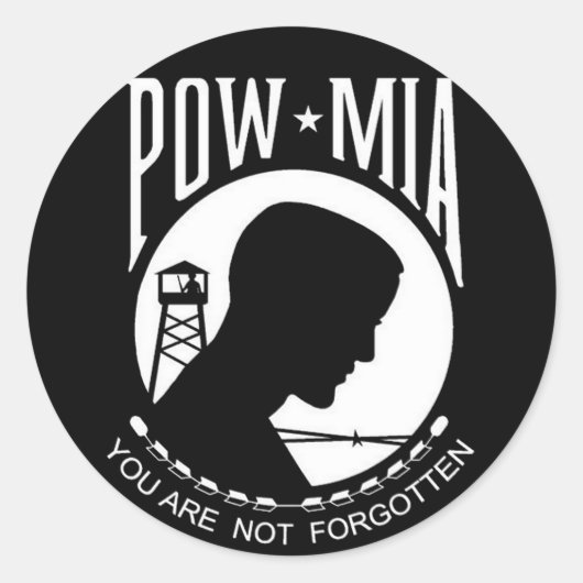 KRW POW-MIA U bent niet vergeten Ronde Sticker (Voorkant)