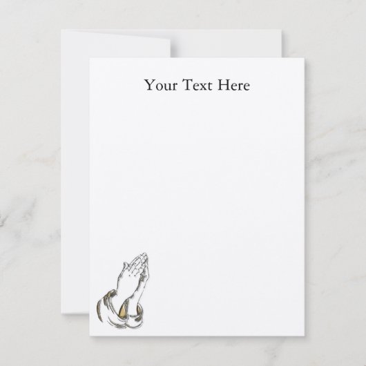 KRW Praying Hands 4.25x5.5 Gold Custom-uitnodiging Kaart (Voorkant)