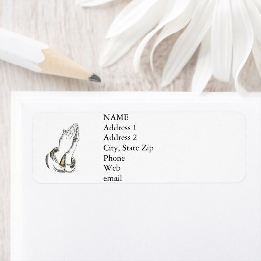 KRW Praying Hands Aangepaste retour adreslabels Etiket (Insitu)