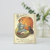 KRW Pumpkin Carving Vintage Halloween Briefkaart (Staand voorkant)