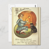 KRW Pumpkin Carving Vintage Halloween Briefkaart (Voorkant / Achterkant)